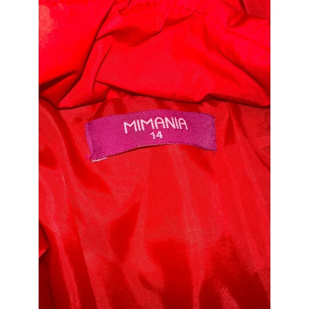 Red Quilted Girls Hooded Jacket With Bow Detail By MIMANIA Size 14‎ Made In Peru